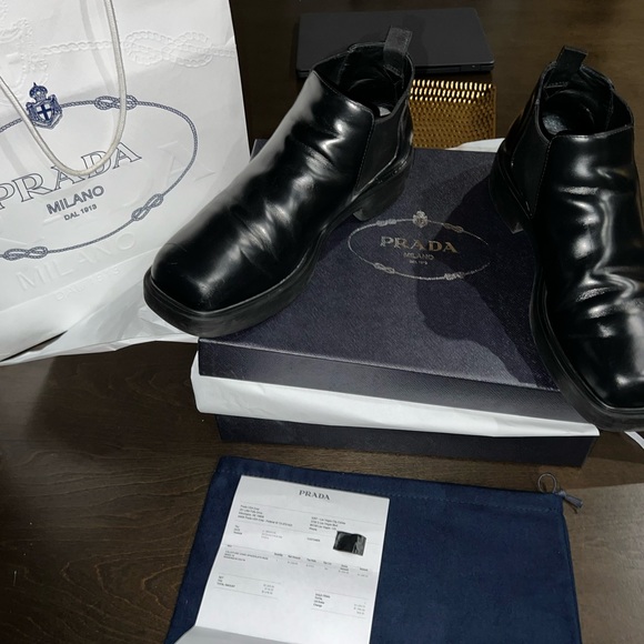 PRADA CALZATURE UOMO SPAZZOLATO ROIS NERO 10. - Picture 4 of 9